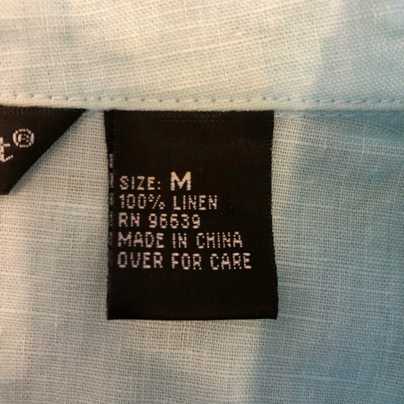 Vintage Retro Baby Blue Linen Blouse with Decorative Buckle on the Back - Picture 6 of 6